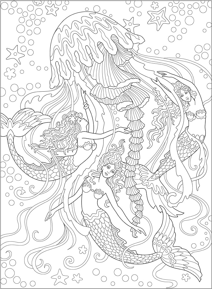 Creative haven magnificent mermaids coloring book adult coloring books fantasy sarnat marjorie books