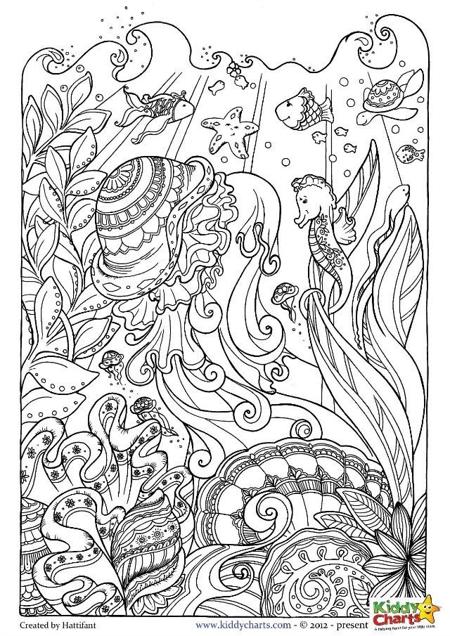 Free ocean colouring pages for kids and adults