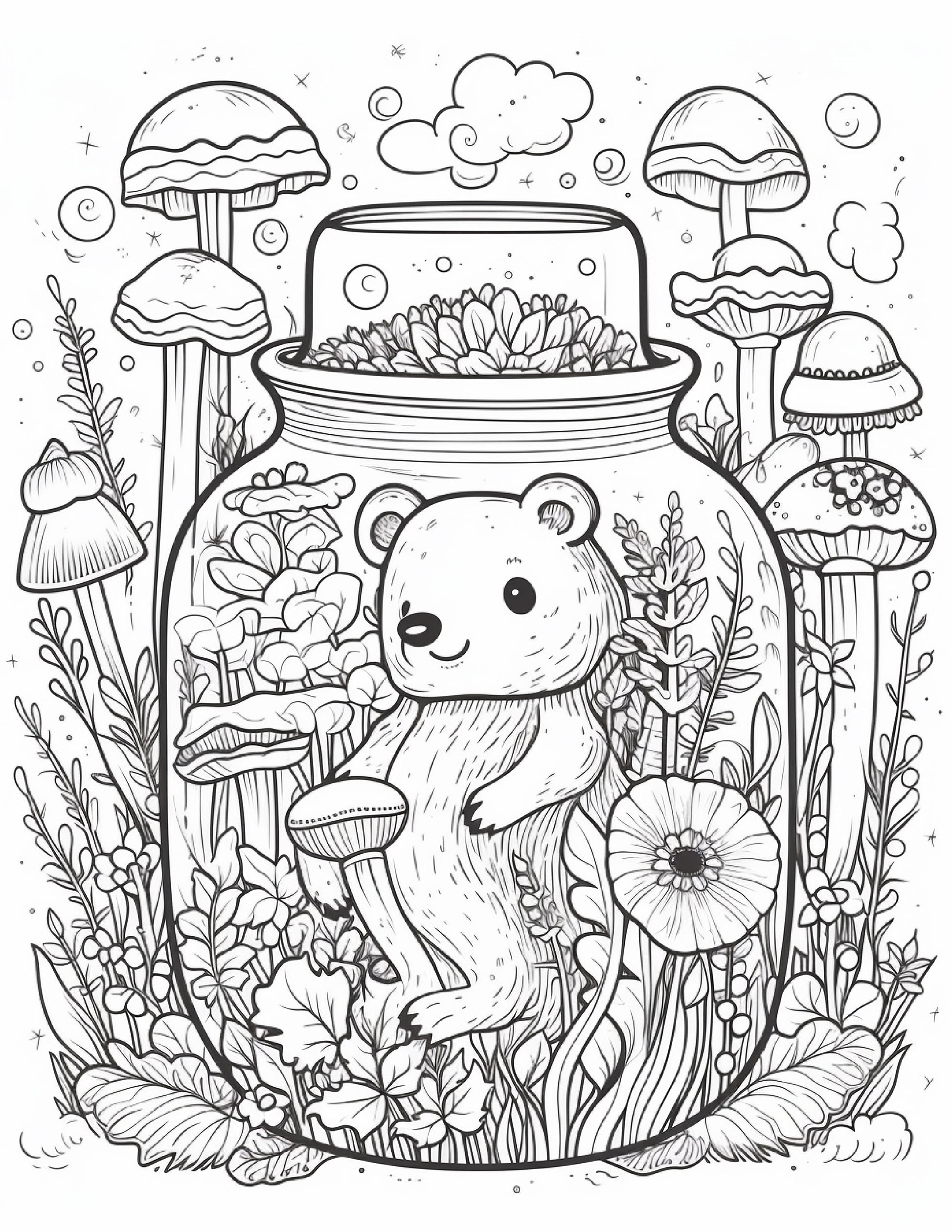 Life inside jar printable coloring pages for adults grayscale colo â coloring