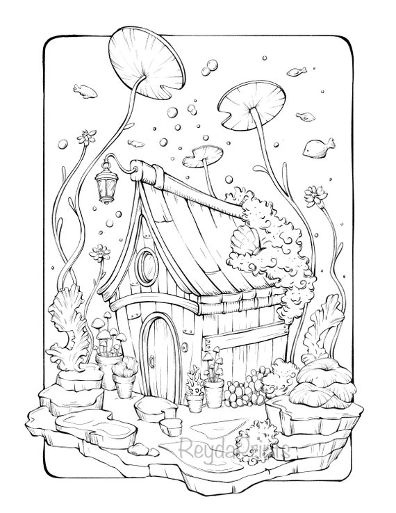 Houses printable coloring pages magical houses procreate jpg png pdf by reydaprints