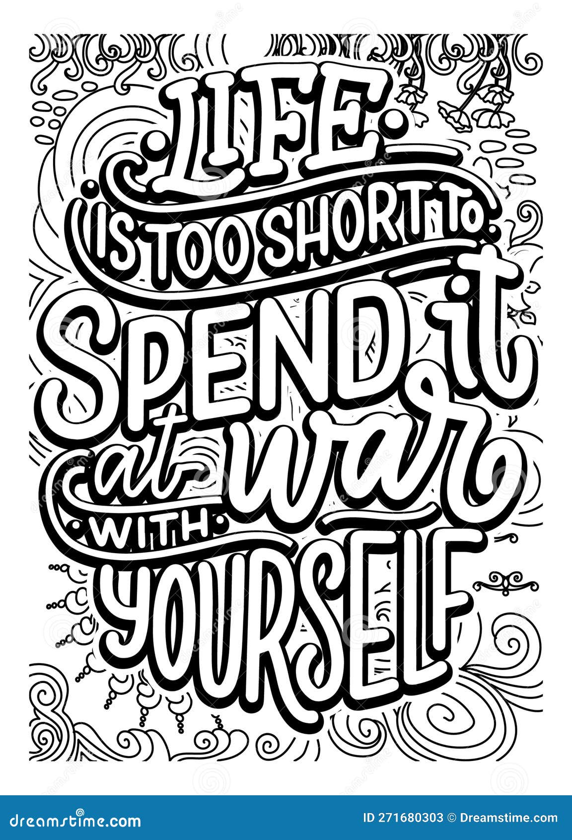 Inspirational quote coloring pages for adults motivational quotes coloring page stock illustration