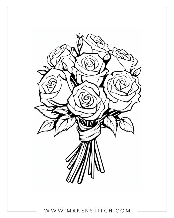 Roses coloring pages for kids and adults