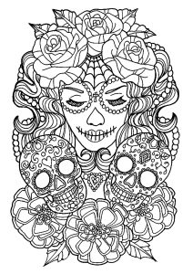 Skull coloring pages for adults kids