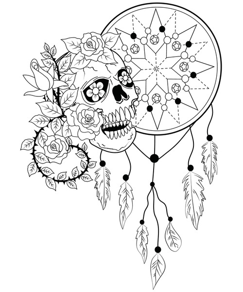 Adult skull coloring pages images stock photos d objects vectors