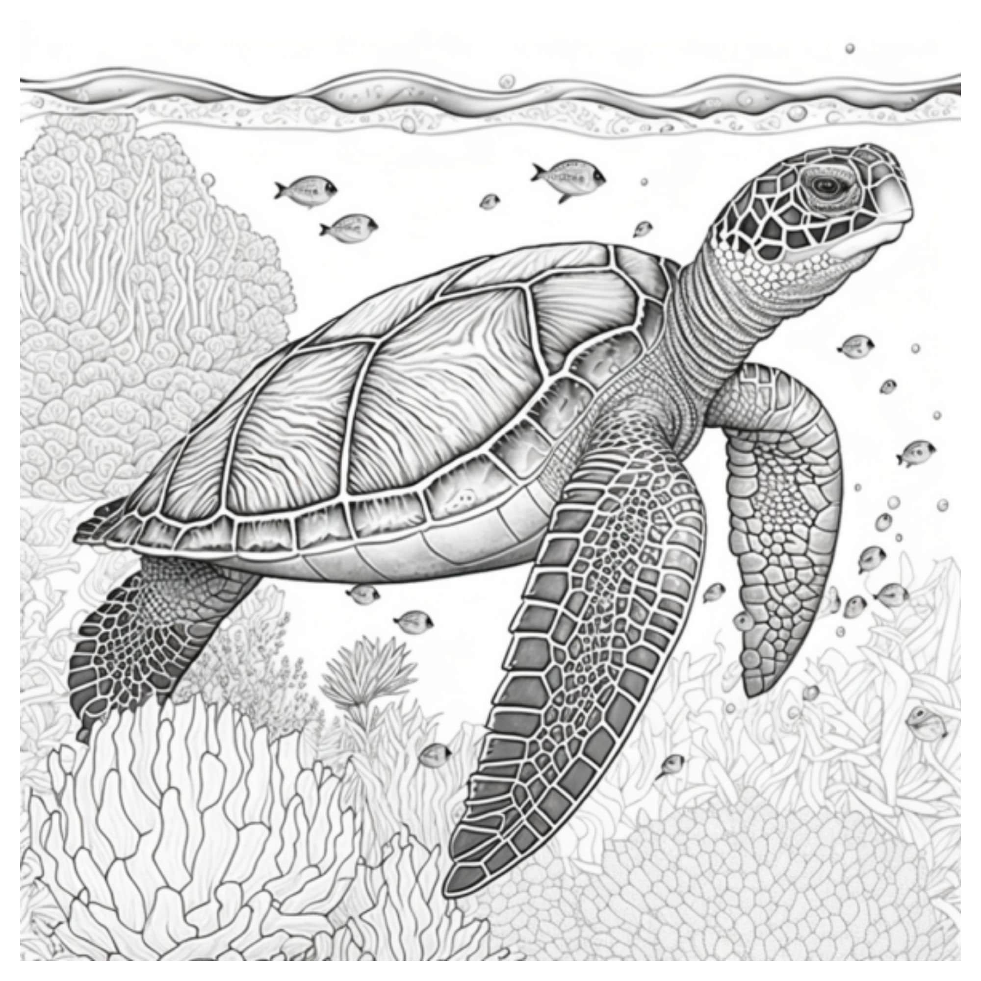 Turtle coloring pages for adults instant download