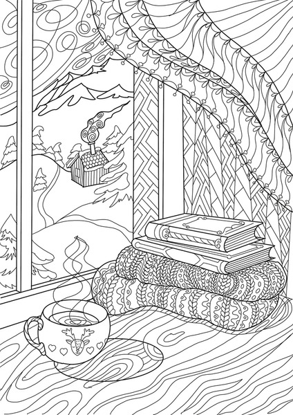 Adult coloring page winter images stock photos d objects vectors