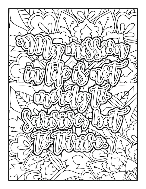 Premium vector motivational quotes coloring page inspirational quotes coloring page coloring page for adults