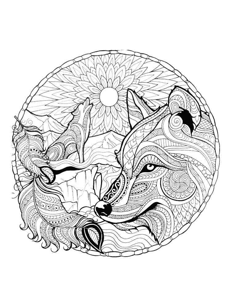 Wolf coloring pages for adults