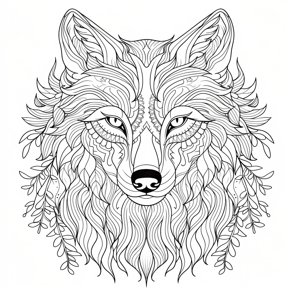 Wolf coloring pages for adults