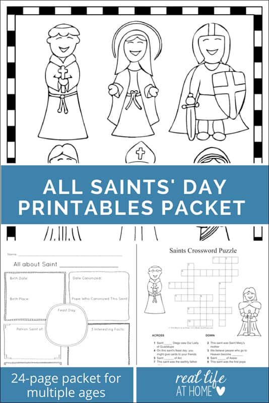 All saints day coloring page litany of saints mini book