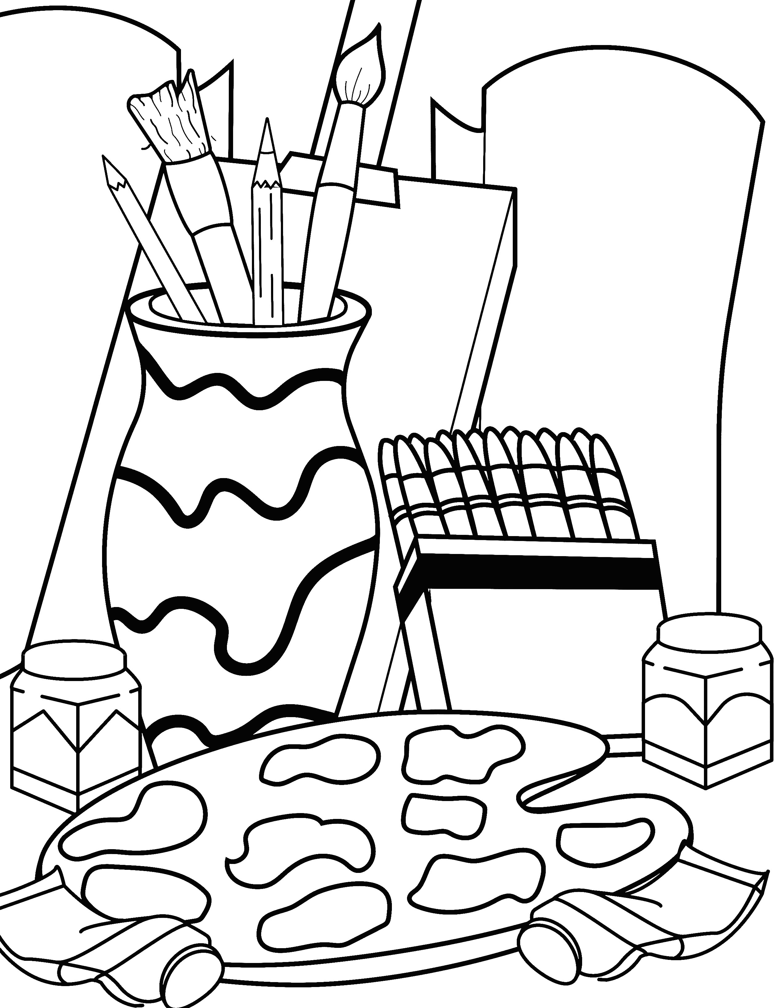 Kitchen sewing and art supply coloring pages