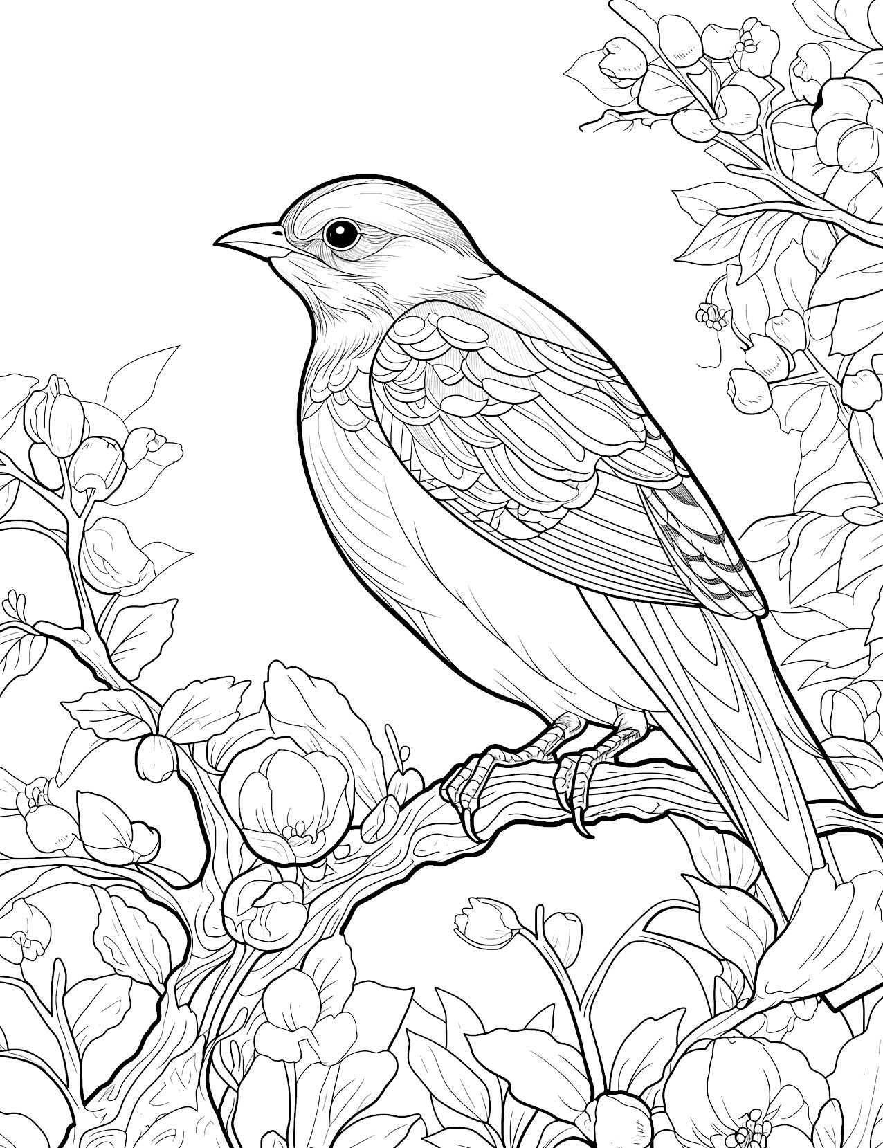 Bird coloring pages for kids and adults