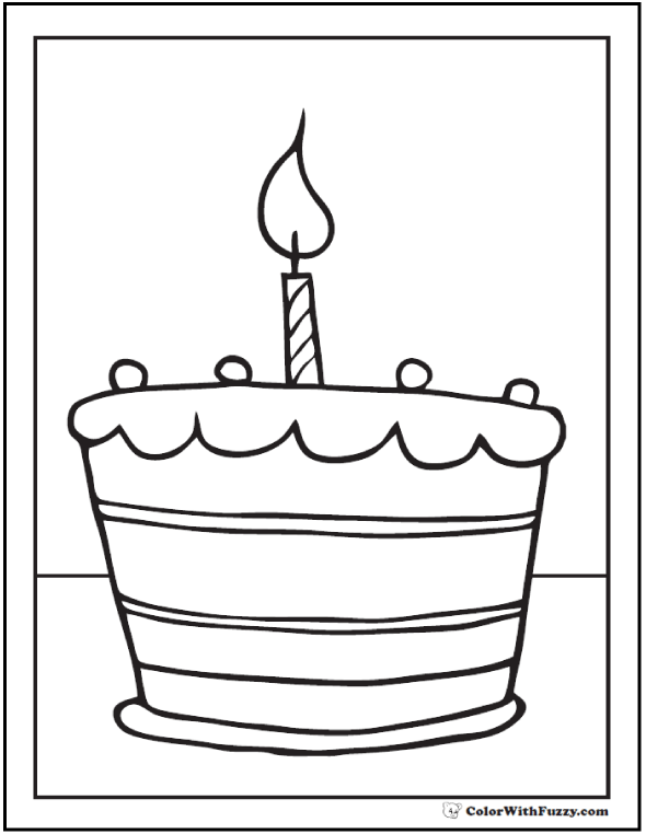 Birthday cake coloring pages â customizable ad