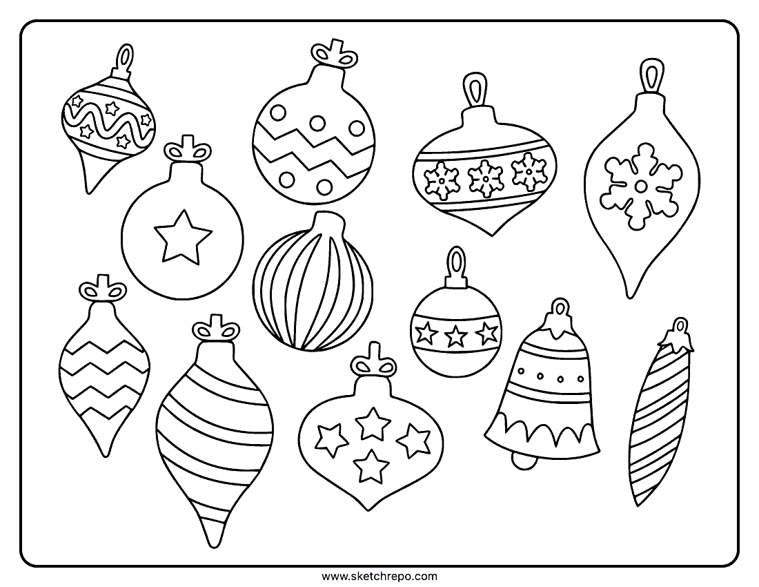 Christmas ornaments coloring page