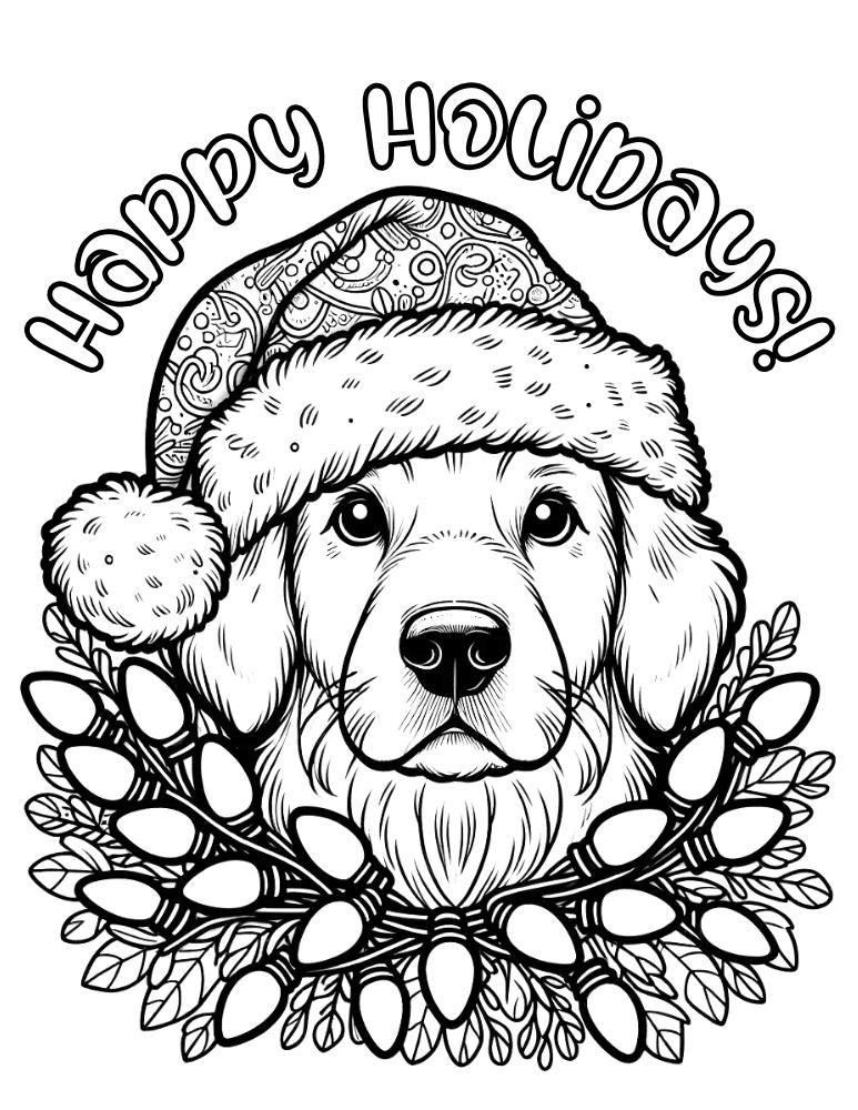 Free christmas dog coloring pages for kids