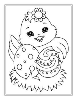 Easter bunny and chicks coloring pages by peppermint puzzles tpt