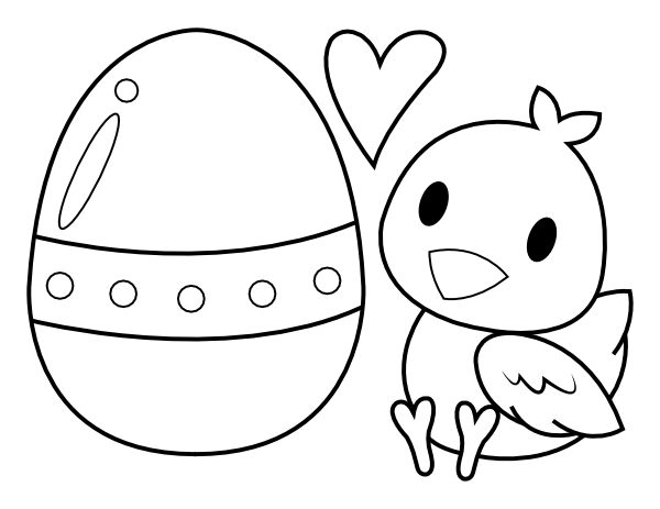 Printable baby chick and easter egg coloring page