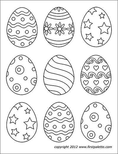 Easter eggs free printable templates coloring pages