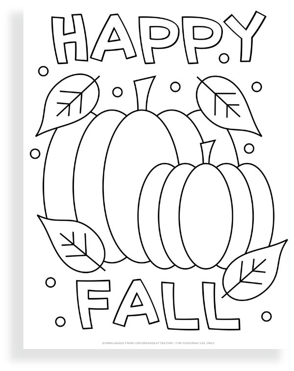 Free printable happy fall coloring pages