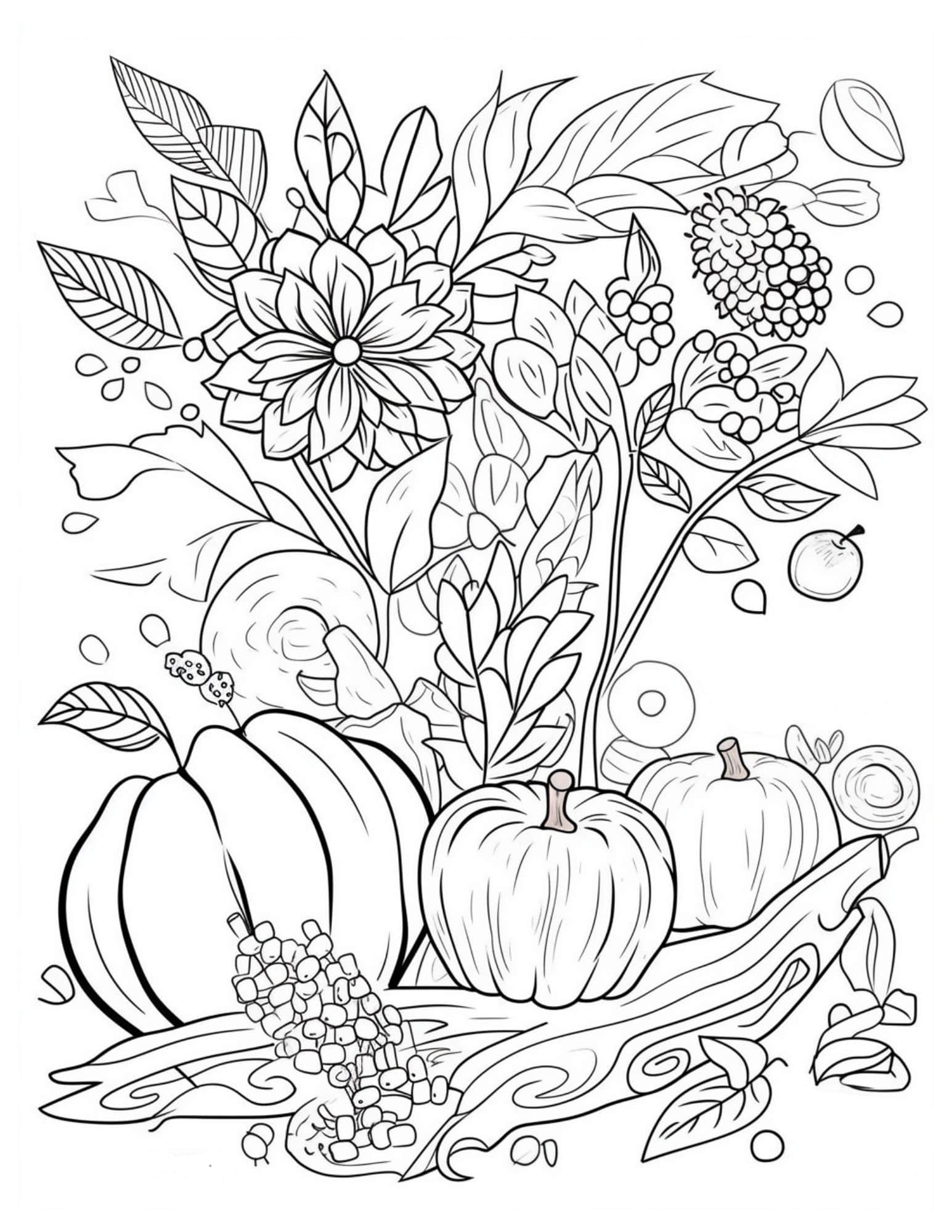 Fall coloring pages for both kids and adults