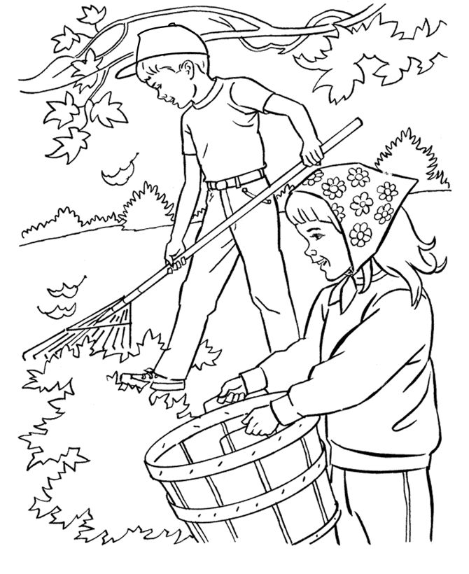 Fall season coloring page collecting fall leaves fall coloring pages fall leaves coloring pages coloring pages