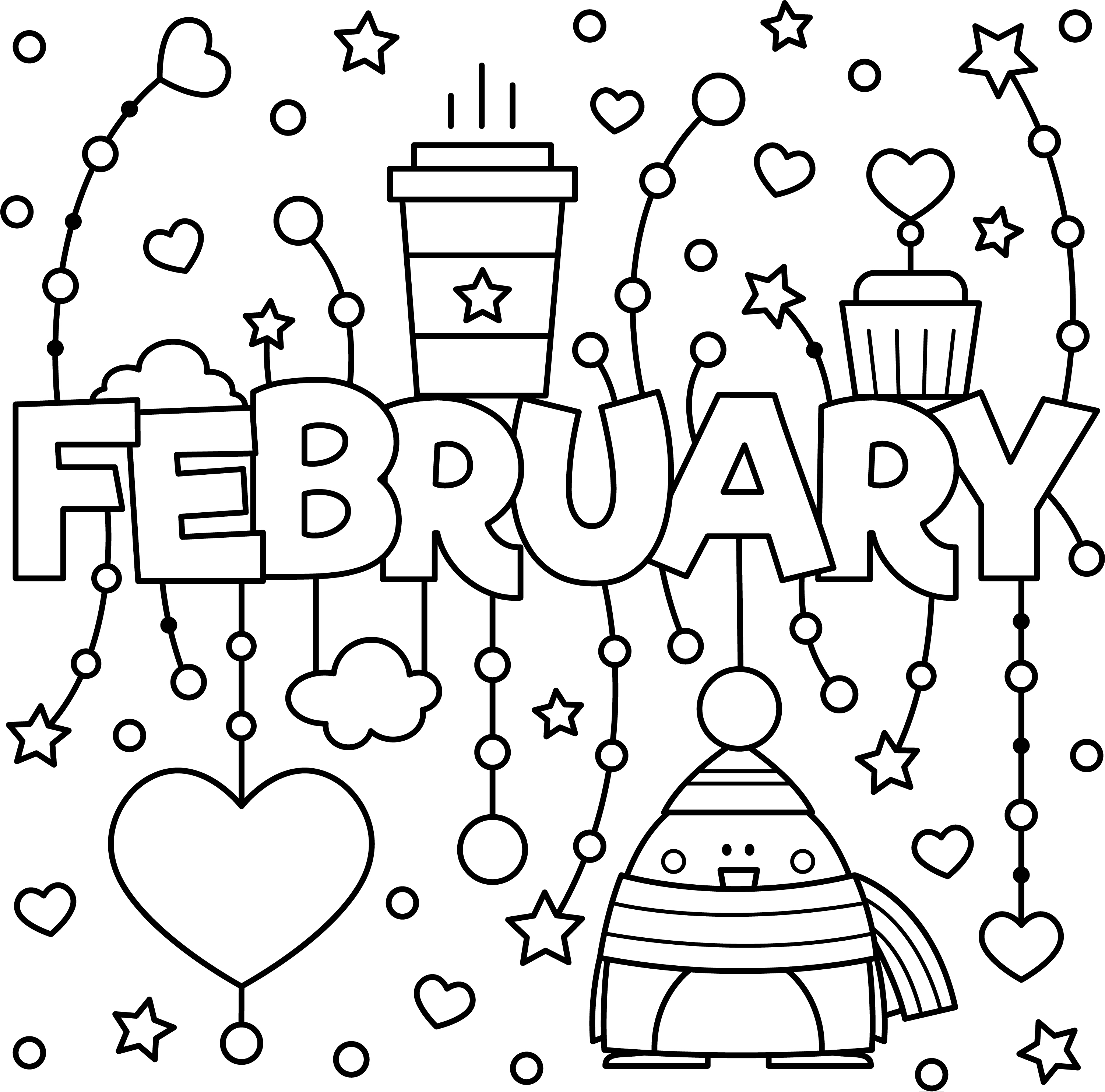 February colouring page â thrifty mommas tips