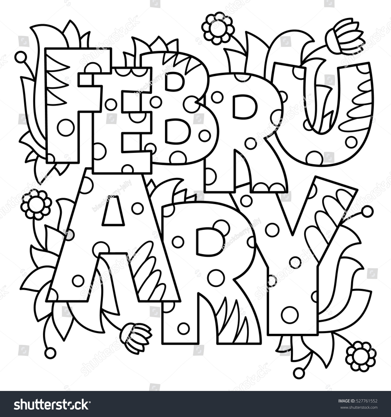 Black white vector illustration february coloring stock vector royalty free