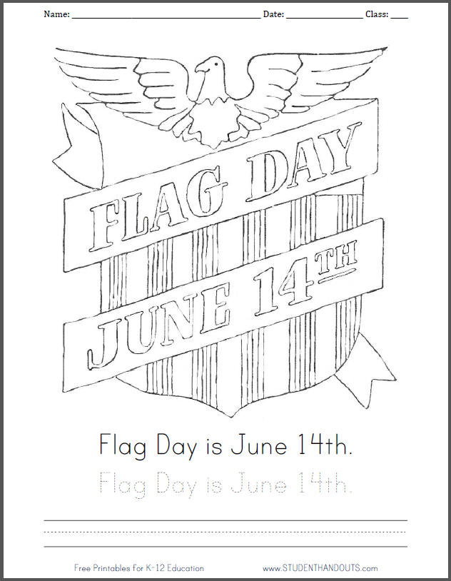 Free printable flag day june th coloring sheet student handouts