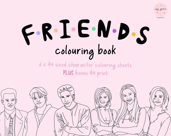 Friends tv show colouring book digital instant download pdf s television show coloring sheet pages download now