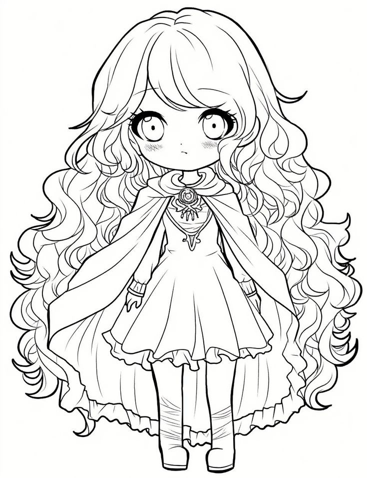 Cute chibi girl coloring page princess coloring pages cute chibi princess coloring