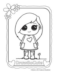 Draw so cute girl coloring page â draw so cute