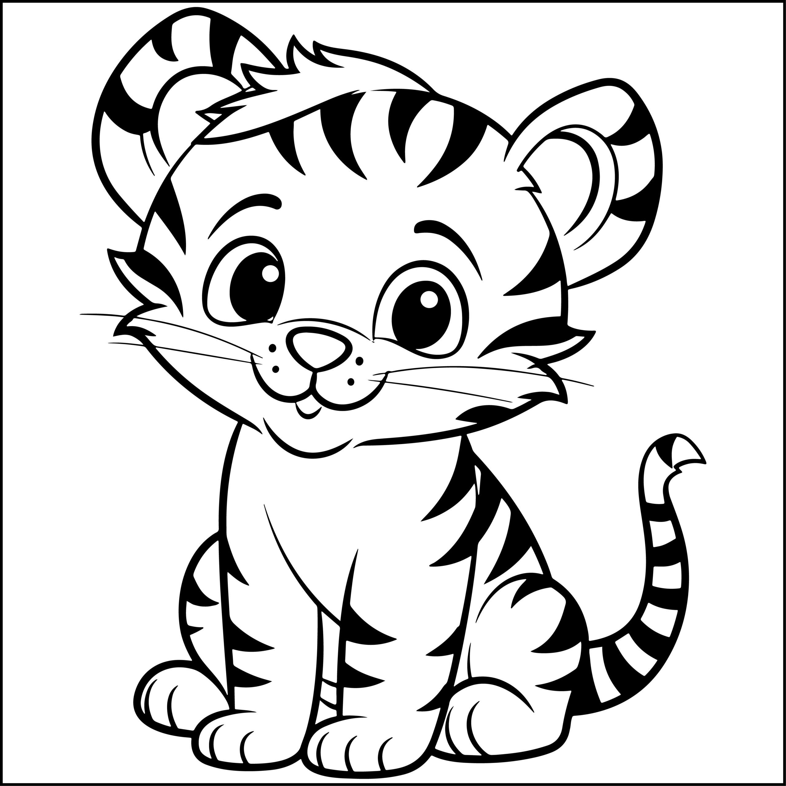 Cute tiger coloring book for girlsboysbig and simple baby tiger coloring pages made by teachers