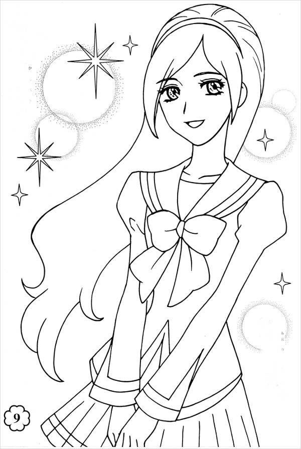 Anime girl coloring pages