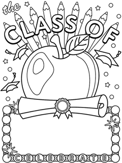 Graduation free coloring pages