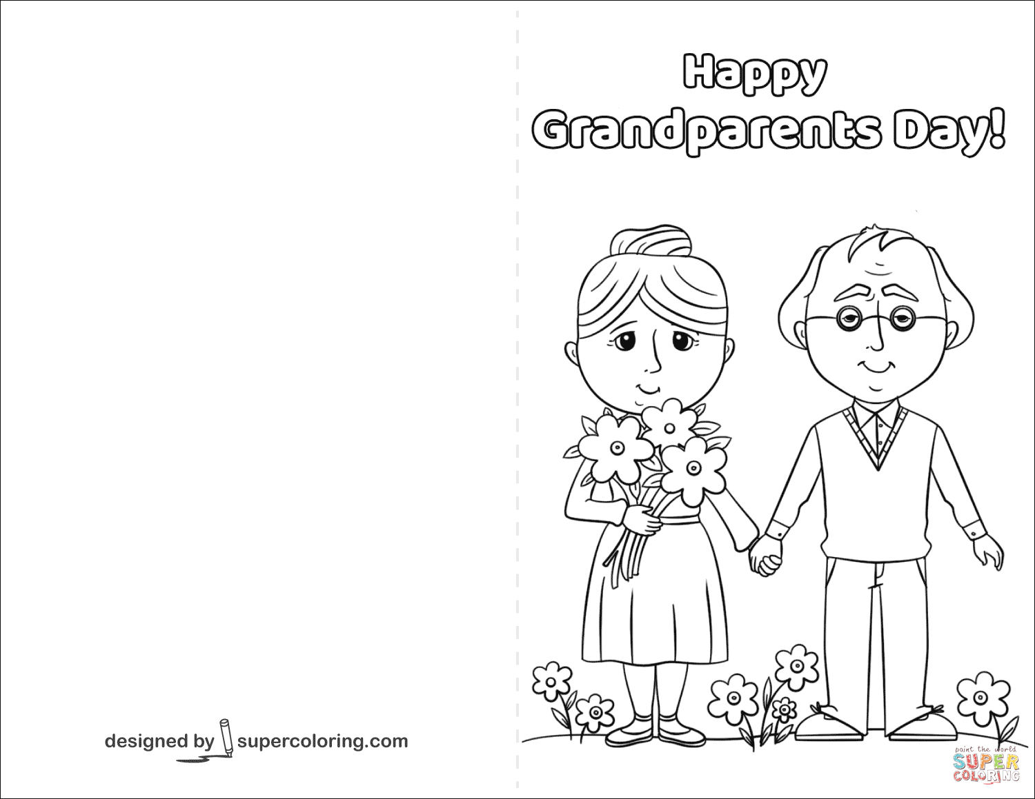 Happy grandparents day card coloring page free printable coloring pages