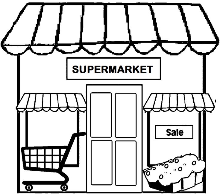 Building simple supermarket coloring page coloring pages cool coloring pages coloring for kids