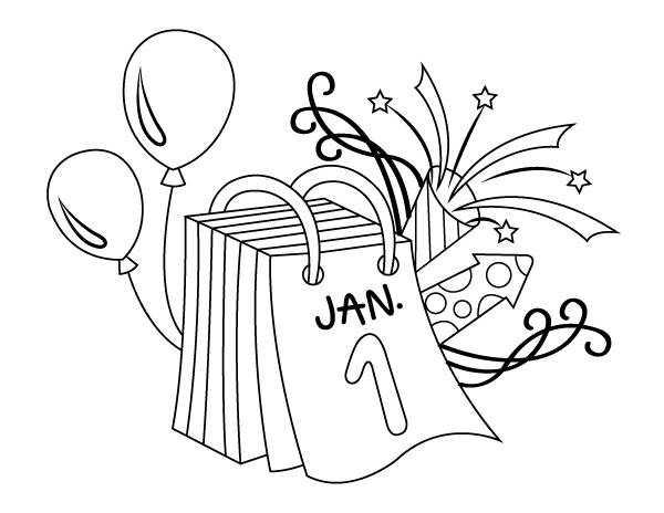 Printable january first coloring page