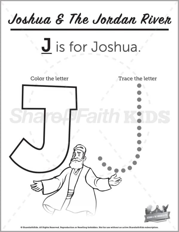 Joshua crossing the jordan preschool letter coloring â