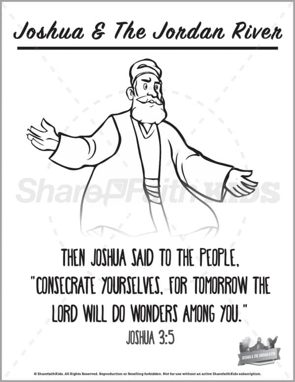 Joshua crossing the jordan preschool coloring pages â