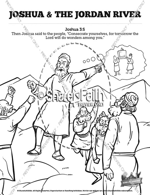 Joshua crossing the jordan river sunday school coloring pages clover media