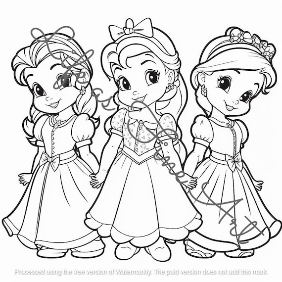 Cartoon little princess coloring pages for girls kdp interior coloring book designs for publishing coloring book mercial use