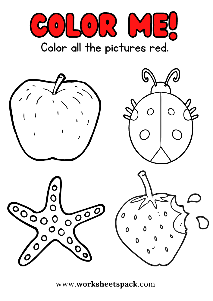 Red coloring pages printable red printable free picture templates for kindergarten