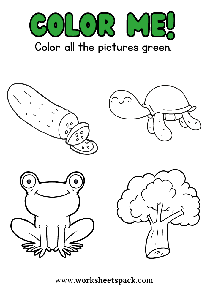 Green coloring pages printable green printable free picture templates for kindergarten