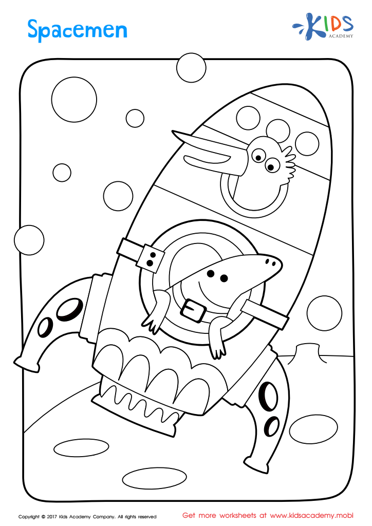 Spacemen coloring page free printable worksheet for kids