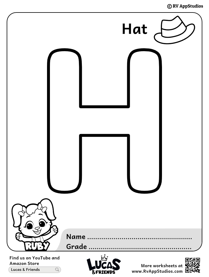 Letter h coloring pages