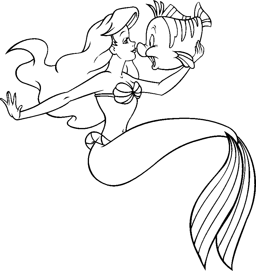The little mermaid disney ariel with her friend polochon