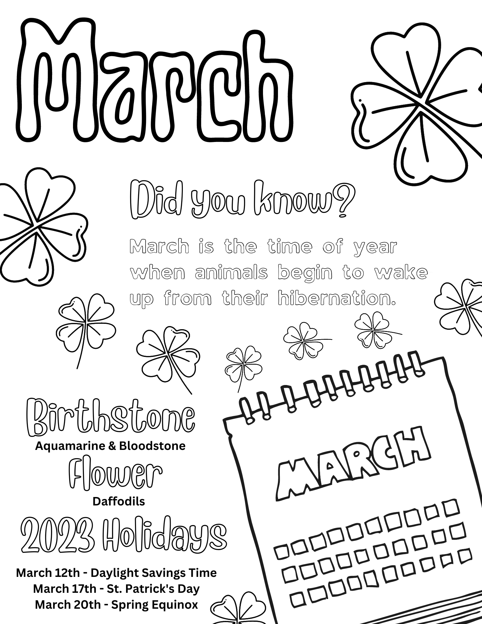 Free printable march coloring pages