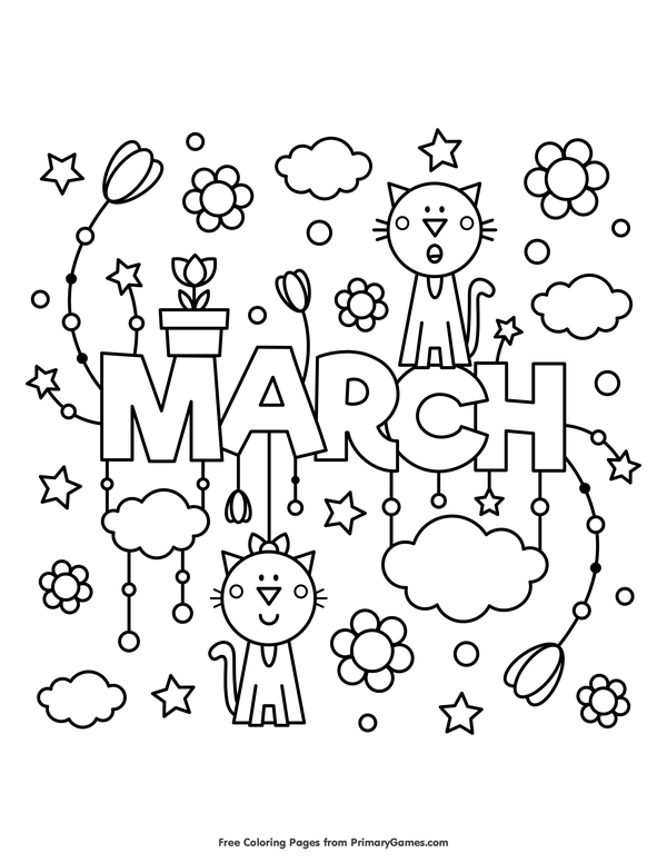 March coloring page â free printable ebook spring coloring pages coloring pages free coloring pages