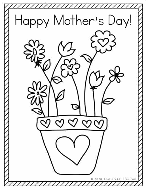 Happy mothers day coloring page free printable flower coloring page