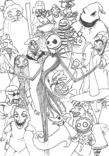 Iconic jack skellington coloring page from nightmare before christmas